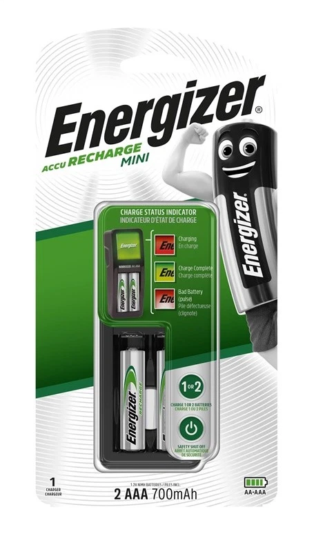 Energizer Ladegerät 2x AAA 700mAh Akkus AA AAA 100-230V Überladeschutz - Bild 1 von 1