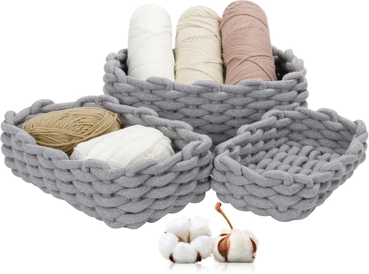 Ladkew Cesto Portaoggetti In Cotone Intrecciato Con Manici – 38x25x22 Cm, Per Soggiorno, Giochi E Biancheria