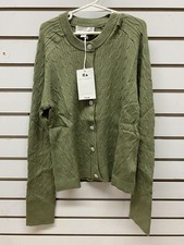 Free Assembly Women s Cozy Cable Knit Cardigan Sweater Size Small Green