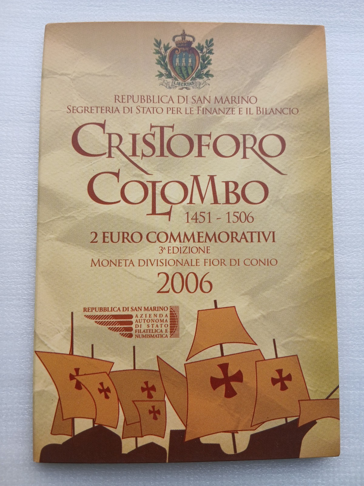 2€ Commémorative Saint-Marin 2006. Christophe Colomb