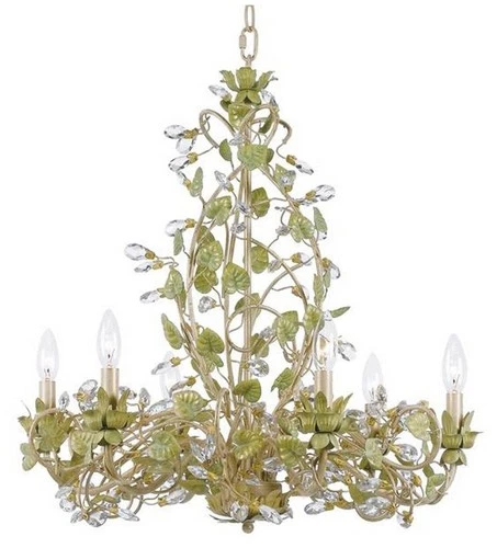 Crystorama Josie 25" Champagne Green Tea Leaf and Vine Chandelier - Picture 2 of 8
