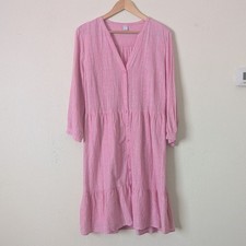 Old Navy Pink Stripe V-Neck Button-Front Dress, Size L