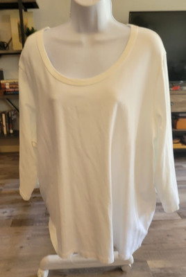 SUSAN GRAVER Size 2X Round Neck Tunic Top Cuffed Sleeves Modern Essentials