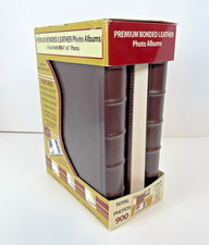 Premium Bonded Leather Photo Albums Brown Boxed Set 3 Holds 900 4x6 Photos