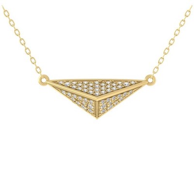 14K Gelbgold 0,2 kt natürlicher Diamant Mode Anhänger Halskette 18'' Silber Kette