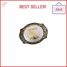 Western Belt Buckle Initial Letters ABCDMRJ to Z Cowboy Rodeo Small Gold Belt Bu