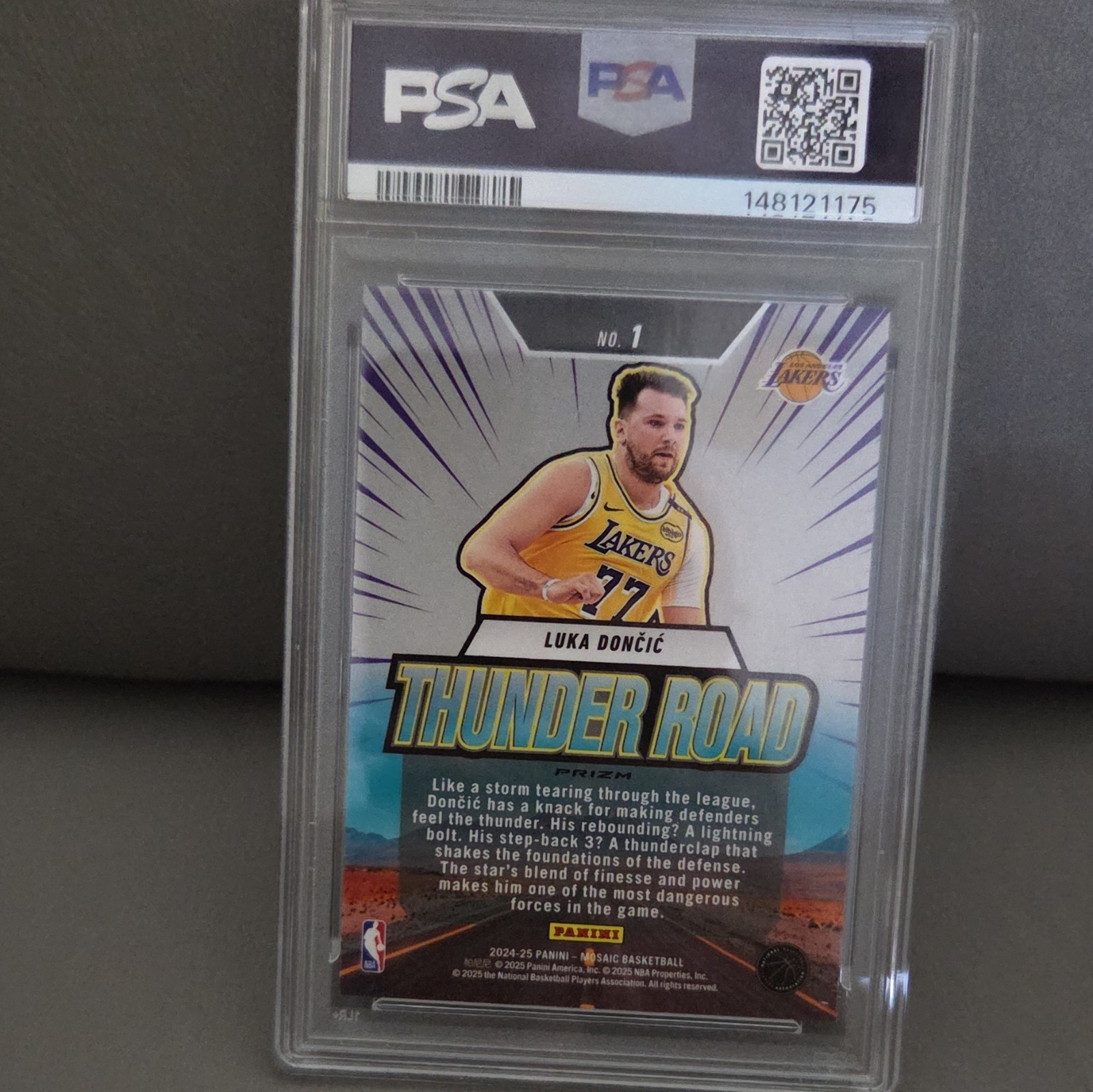2024-25 Panini Mosaic Luka Dončić Thunder Road #1 Mosaic Prizm PSA 10 view 3