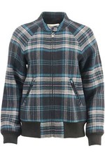 Rebecca Taylor Checked Wool Blend Bomber Jacket Large