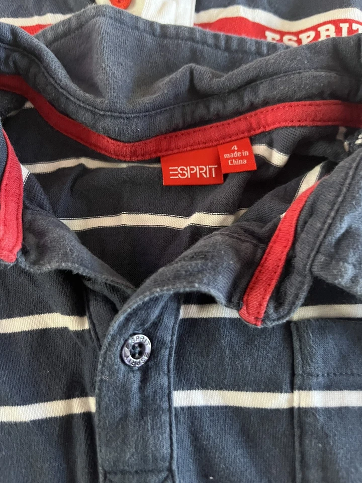 Camisas polo Esprit para niños talla 4 manga corta a rayas 100 % algodón cuello X 2 Foto 2 de 4