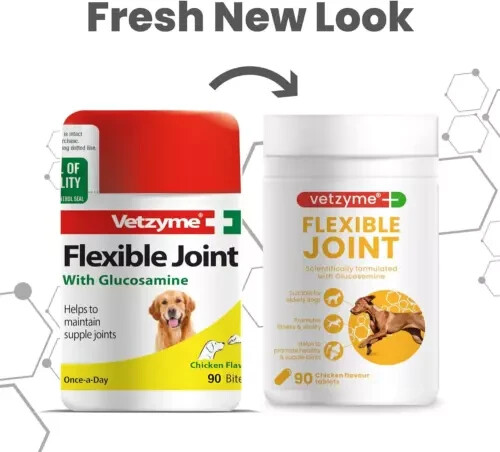 90 Count Vetzyme Flexible Joint Tablets for Dogs, Hip & Joint Care Supplements - Picture 8 of 9