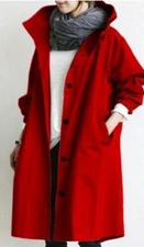 Womens Oversize Hooded Trench Coat Outdoor Wind Raincoat Forest Jacket Plus Size