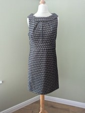 Next Black Silver Lace Metallic overlay Sleeveless Straight Dress UK Size 8