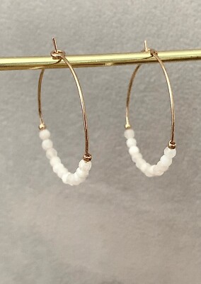 Créoles Fines Avec Perle D'Eau Douce Véritable - Plaqué Or 18 Carats - Neuf Avec Étiquettes
