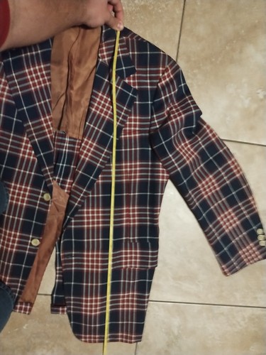 Plaid Blazer Gentlemens Clothing by Corbin Ltd. Red, White & Navy Blue - Picture 9 of 11