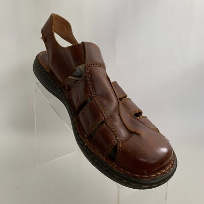 Born Fisherman Sandals Brown Leather Round Toe Hook Loop  display picture 1