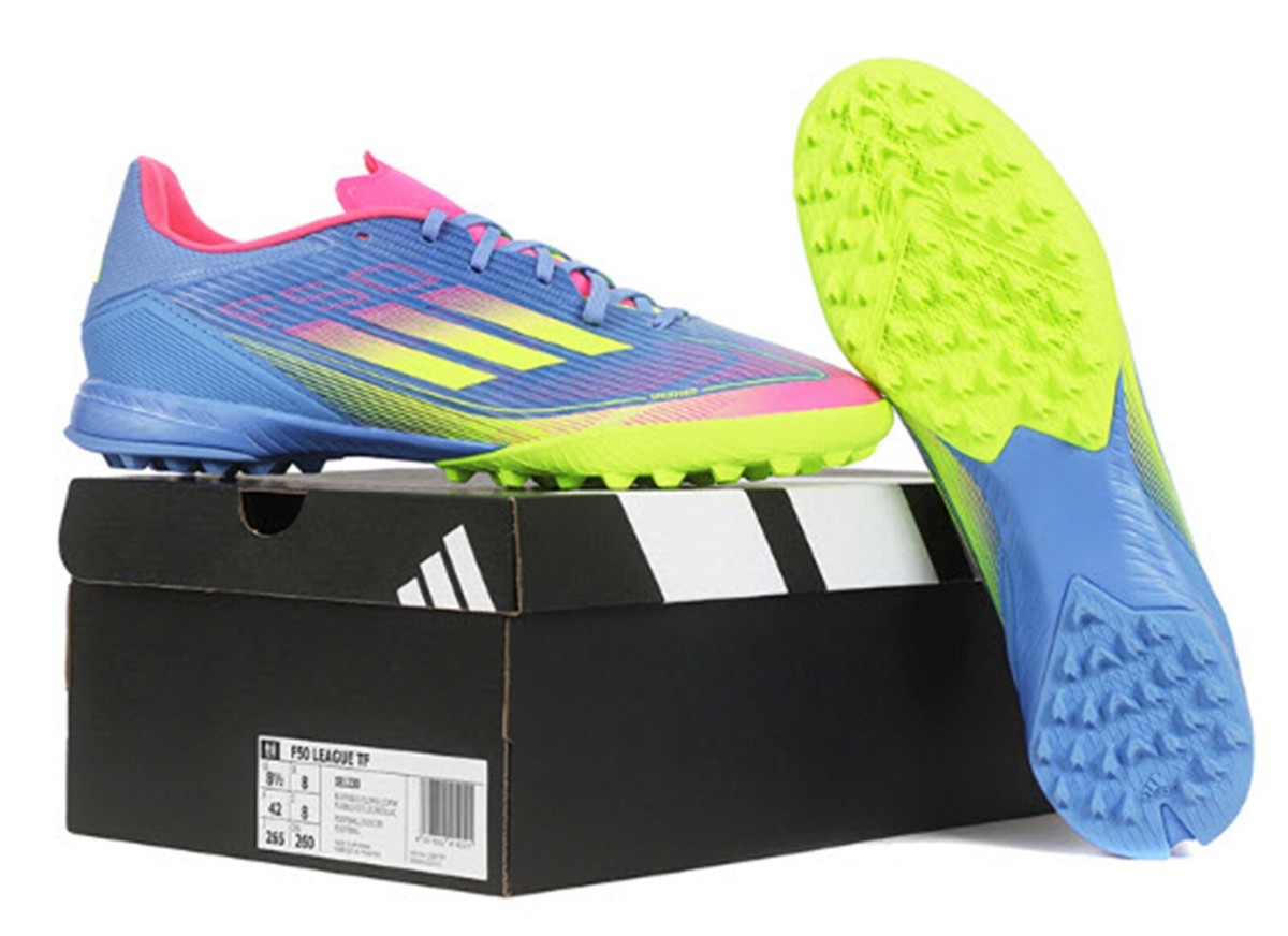 Adidas Men F50 League TF Cleats Futsal Blue Soccer Boot Spike GYM