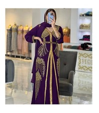 Sale! Wine Zari Work Moroccan Dubai Kaftan African Wedding Fancy Party Dresses