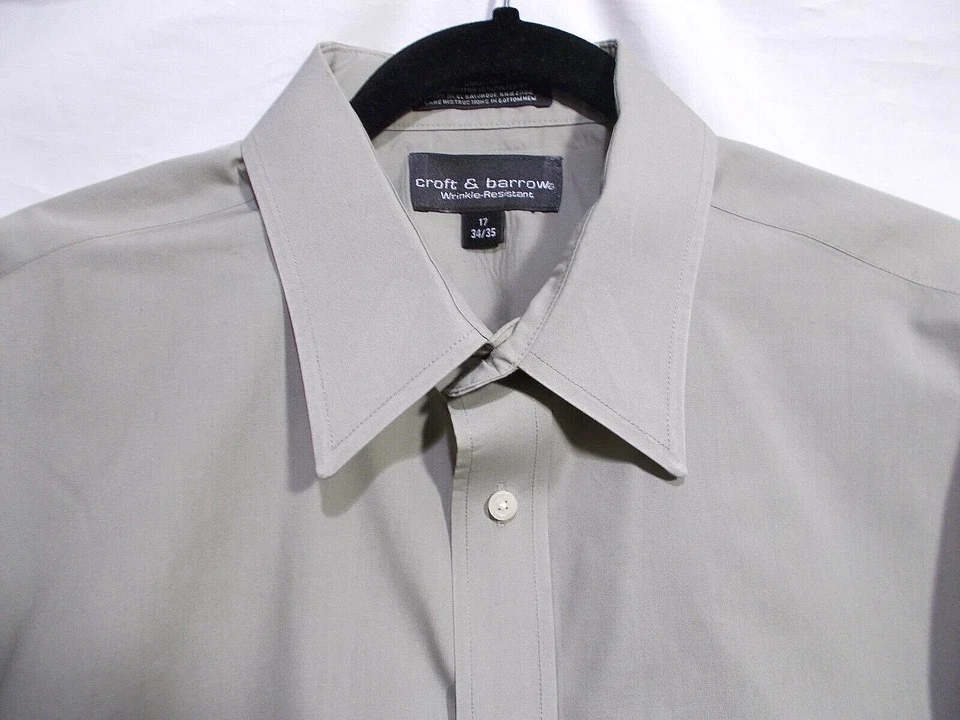 Camisa de vestir Croft & Barrow Essentials calce clásico para hombre 17 34/35 manga larga tostada Foto 2 de 4