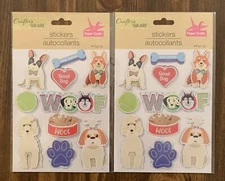 CRAFTER'S SQUARE LOT OF 2 DOG PET DIMENSIONAL STICKERS SCRAPBOOKS TONYA #4820