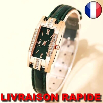 Montre Carrée Strass Quartz Cadran Femme Bijoux Cadeau Heure