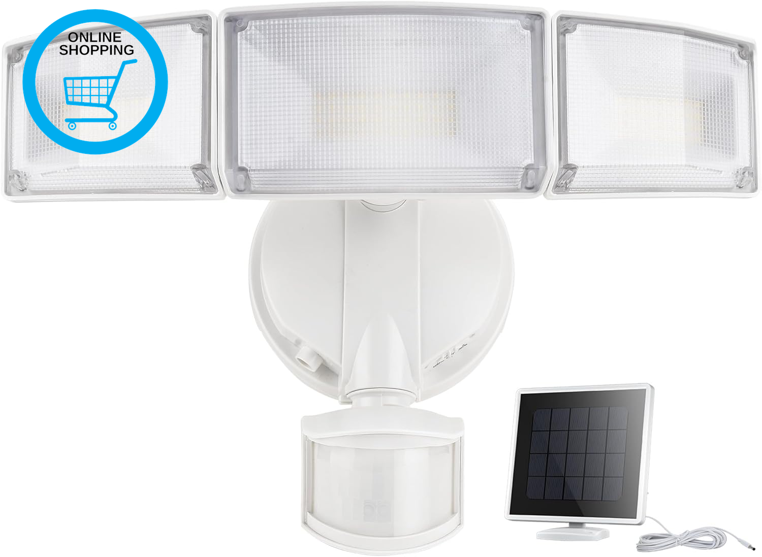 3000LM Solar LED Security Lights Motion Sensor Light Outdoor, 5000K Dimmable, Wa