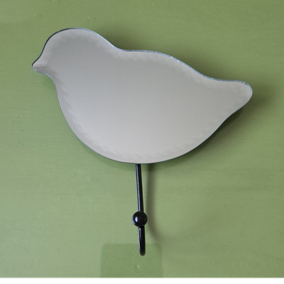 Creative Co-Op Mirror Bird Decorative Wall Hook Glass Metal Tail 6-1/8'' Modern