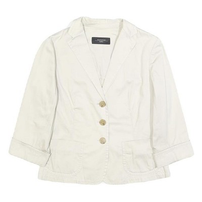 WEEKEND MAX MARA Damen Jacke Weiß Baumwollmischung S Knopfleiste Unifarben