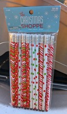 24 PENCILS CHRISTMAS SHOPPE ERASERS RED GREEN KIDS PARTY FAVORS STUFFERS UNOPEN