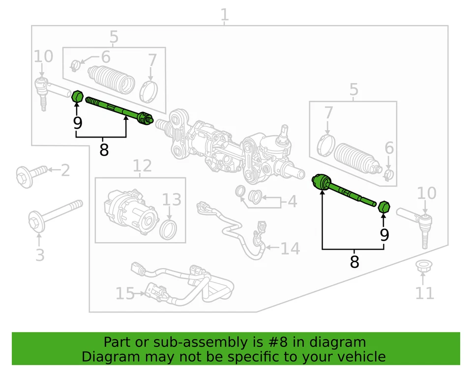 Kit de varilla de amarre interior de acoplamiento de dirección GM 2014-2020 22834082 genuino Foto 4 de 4