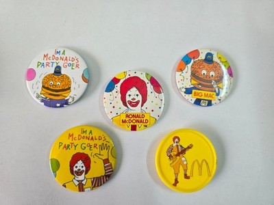 Vintage McDonald's Ronald McDonald Party Goer Pin Button Badge Lot of 5