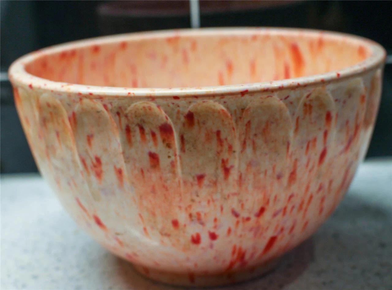 Vintage Boonton Melmac Confetti Bowl Orange and White 7-1/2" Dia x 4-1/2" Dia