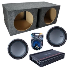 Vented Loaded Dual Enclosure w/ MB1224 12" Sub, 1200W Amplifier & 4GA Amp Kit