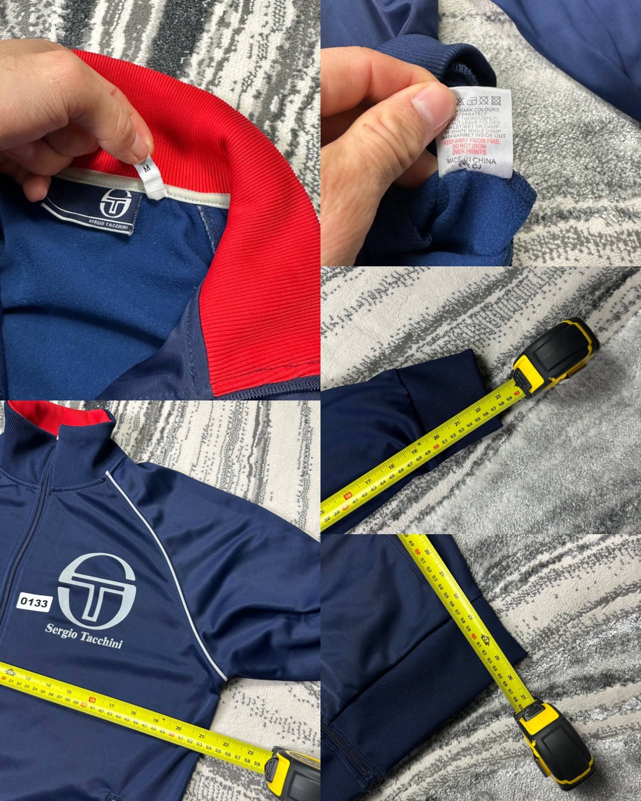 Vintage Sergio Tacchini Full Zip Size Medium Navy Funnel Neck Top Track Jacket image 7