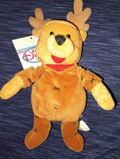 Disney Bean Bag Plush - REINDEER POOH Winnie the Pooh  10 inch w/ Tag 1999