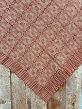 New Primitive FALL TAN BURNT ORANGE COVERLET TABLE SQUARE Topper 34"