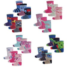 Infant 6 Pack Socks for Boys  Girls Cars Trucks Dino Unicorn Butterfly Designs