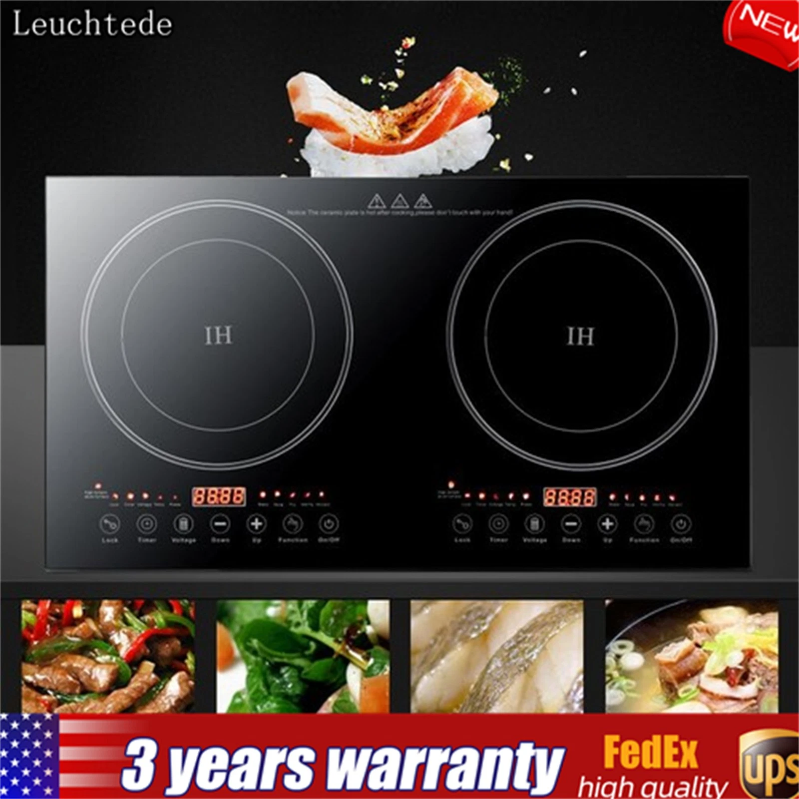 2400W Portable Induction Cooktop Countertop Dual Cooker Burner Stove Hot Plate