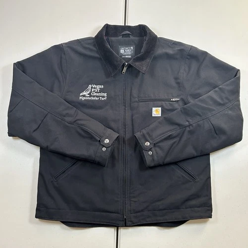 Carhartt Blanket Lined Detroit Jacket Black Relaxed Fit Work Wear Men's Large video thumbnail