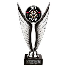 Darts Top Score Award 195mm Silver/Black Eagle Trophy Engraved Free