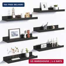 upsimples Floating Shelves for Wall Decor and Storage, Black, 6Pcs 15.7''  Wall