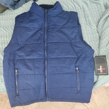 Surplus Men's Blue Quilted Puffer Vest Lined Full Zip Stand-Up Collar M 40"