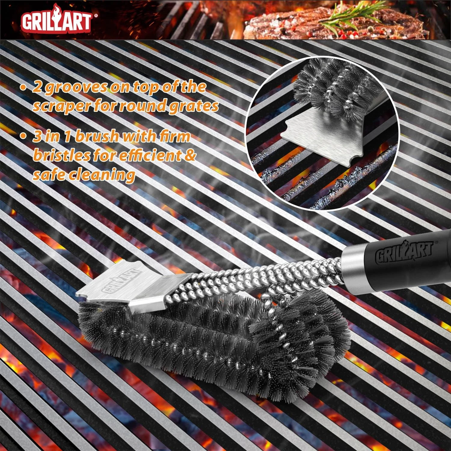 Grillart Grill Brush and Scraper - Thumbnail 5