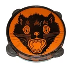 Nice, Glossy 1920s Tin Halloween Black Cat Tambourine by Chein