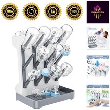 BPA-Free Baby Bottle Drying Rack - Space-Saving Gray Organizer for 12 Bottles