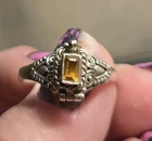 Stunning Sterling Silver 925 Citrine Stone Poison Ring Size 10