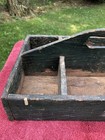 Great Antique Primitive Wood Cutlery Hardware Tote Green Paint — photo 3