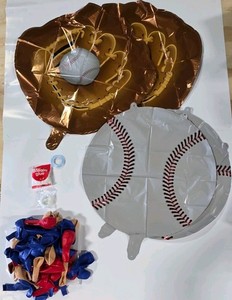 Baseball Balloon Arch 112 PCS Red Cream Peach Matte Navy Blue Garland Kit Party