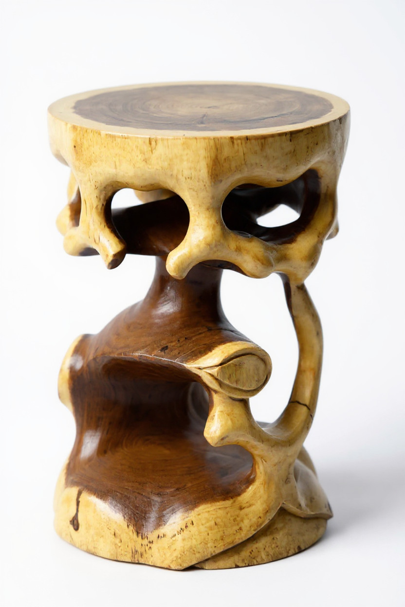 Tavolino bonsai rotondo legno sgabello tavolo massello tavolino sgabello fiori foto 4