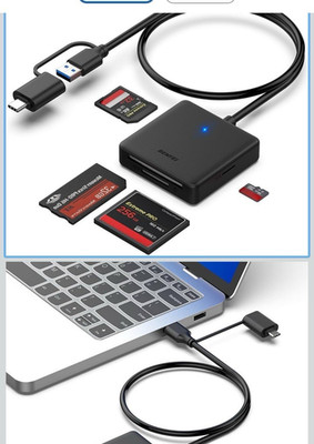 Versatile 4-in-1 USB 3.0 Card Reader Compatible with MacBook, iPhone 15, & More