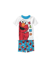 New Elmo Sesame Street Boys Baby 2 pc pajama Short set White cotton 9 Months